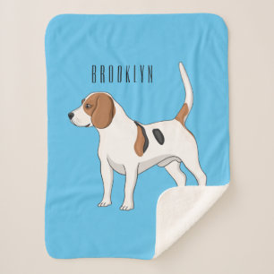 Beagle dog cartoon illustration sherpa blanket