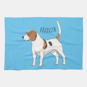 Beagle dog cartoon illustration tea towel