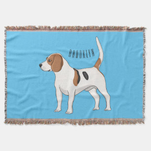Beagle dog cartoon illustration throw blanket
