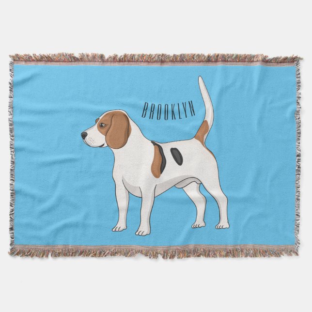Beagle dog cartoon illustration throw blanket (Front)