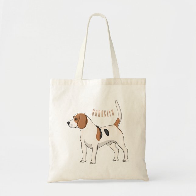 Beagle dog cartoon illustration tote bag (Front)
