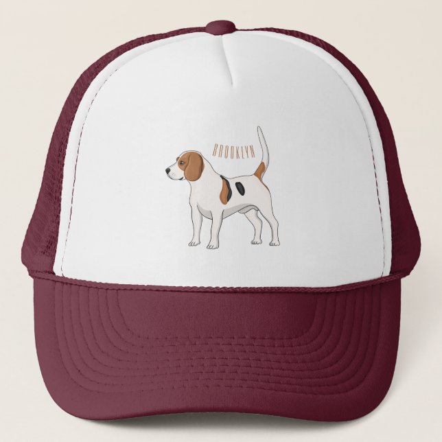 Beagle dog cartoon illustration trucker hat (Front)
