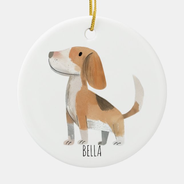 Beagle Dog Ceramic Ornament (Front)