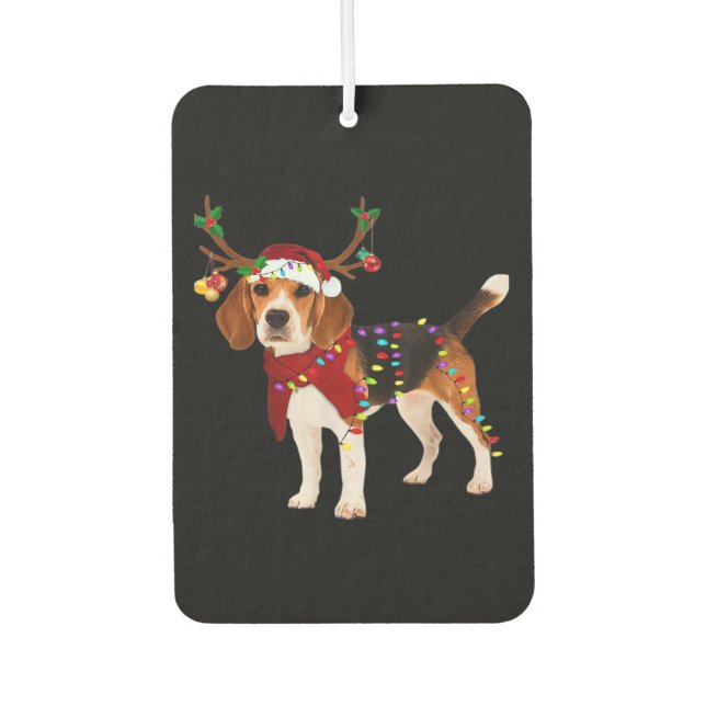 beagle dog christmas Classic T-Shirt Car Air Freshener (Front)