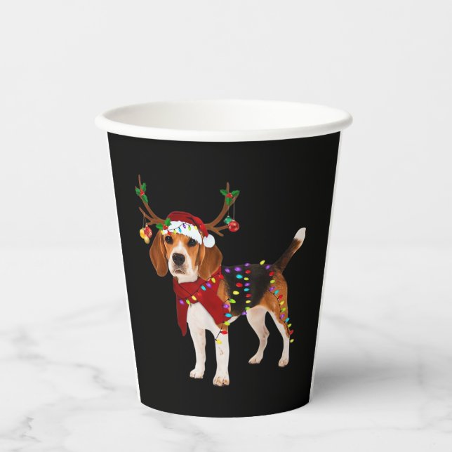beagle dog christmas Classic T-Shirt Paper Cups (Front)