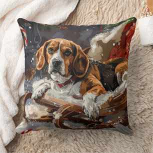 Beagle Dog Christmas Festive Cushion