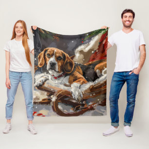 Beagle Dog Christmas Festive Fleece Blanket