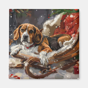 Beagle Dog Christmas Festive Magnet