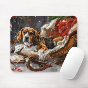 Beagle Dog Christmas Festive Mouse Pad