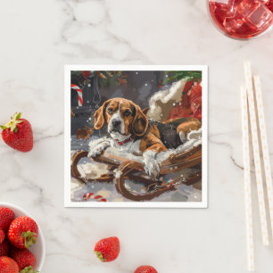 Beagle Dog Christmas Festive Napkin