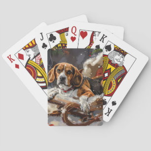 Beagle Dog Christmas Festive Playing Cards