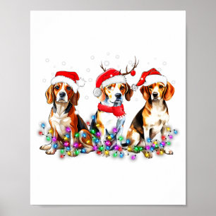 Beagle Dog Christmas Lights Cute Pet Matching Fami Poster