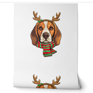 Beagle Dog Christmas Reindeer Santa Hat Funny Xmas Wallpaper