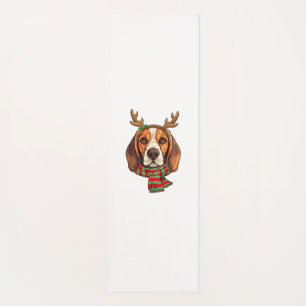 Beagle Dog Christmas Reindeer Santa Hat Funny Xmas Yoga Mat