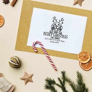 Beagle Dog Christmas Return Address  Rubber Stamp