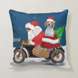 Beagle Dog Christmas Santa Claus Cushion