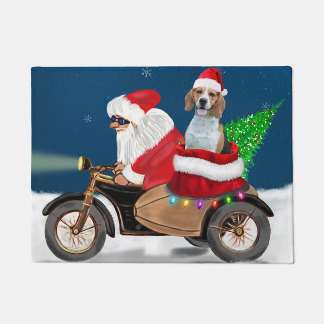 Beagle Dog Christmas Santa Claus  Doormat (Front)