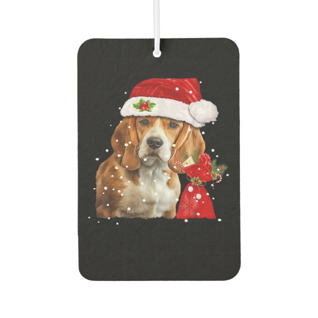 Beagle Dog Christmas T Shirt Christmas Dog Essenti Car Air Freshener (Front)