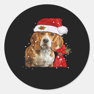 Beagle Dog Christmas T Shirt Christmas Dog Essenti Classic Round Sticker