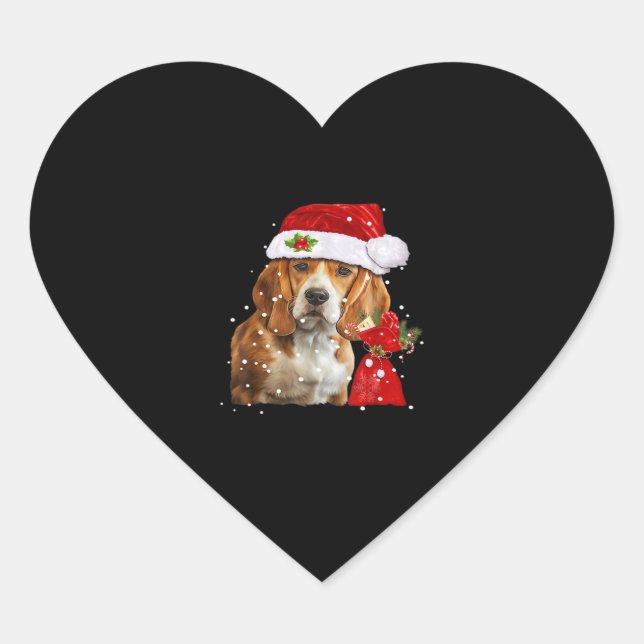 Beagle Dog Christmas T Shirt Christmas Dog Essenti Heart Sticker (Front)