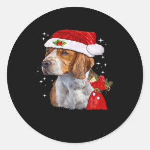 Beagle Dog Christmas T Shirt Dog Family Christmas  Classic Round Sticker