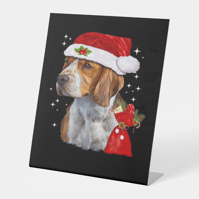 Beagle Dog Christmas T Shirt Dog Family Christmas  Pedestal Sign (Front)