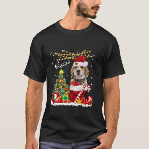 Beagle Dog Christmas Tree Lights Dog Owner Xmas T-Shirt