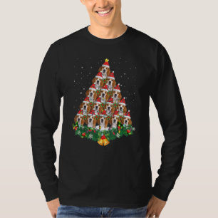 Beagle Dog Christmas Tree Lights Santa Hat Graphic T-Shirt