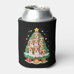Beagle Dog Christmas Tree Xmas Family Holiday Can Cooler
