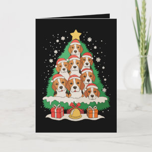 Beagle Dog Christmas Tree Xmas Family Holiday Card