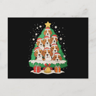 Beagle Dog Christmas Tree Xmas Family Holiday Postcard