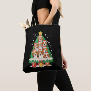 Beagle Dog Christmas Tree Xmas Family Holiday Tote Bag