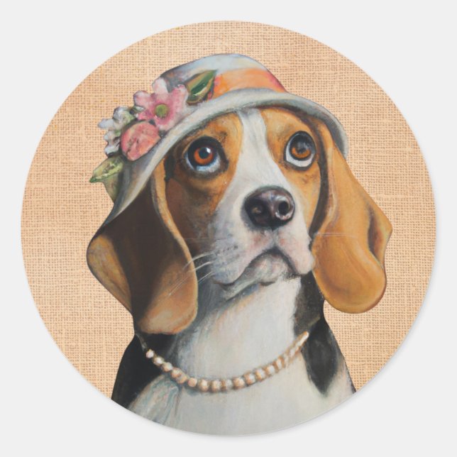 Beagle Dog classic round Sticker (Front)