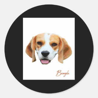 Beagle Dog Colour Portrait Classic Round Sticker
