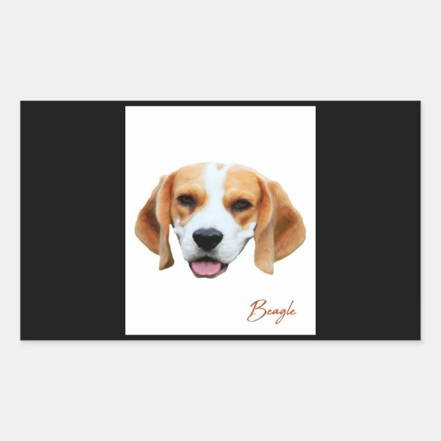 Beagle Dog Colour Portrait Rectangular Sticker (Front)