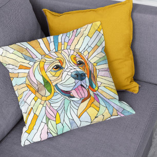 Beagle dog - Colourful Mosaic art Cushion