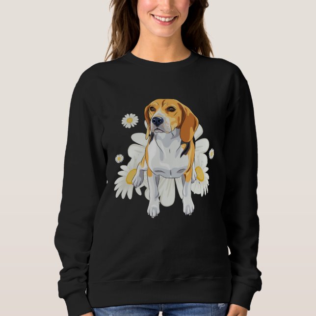 Beagle Dog Daisy Flower Floral Beagle Sweatshirt (Front)