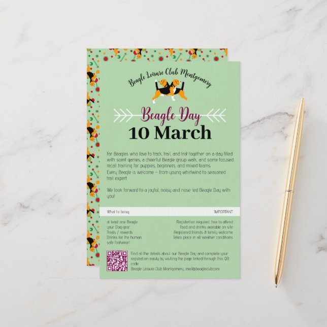 Beagle Dog Day Mailing  Stationery (Front/Back In Situ)