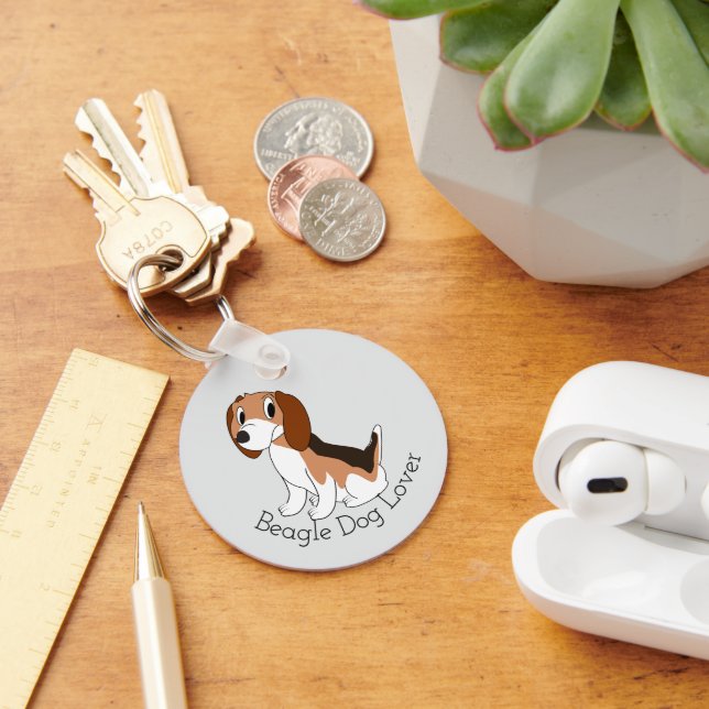 Beagle Dog Design Any Colour Background Key Ring (Desk)