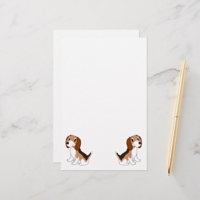 Beagle Dog Design Stationery (Front/Back In Situ)