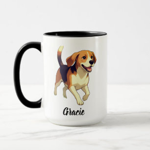 Beagle Dog Design with Customised Name Mug