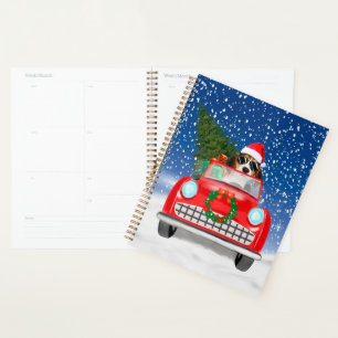 Beagle Dog Driving Car In Snow Christmas  Planner