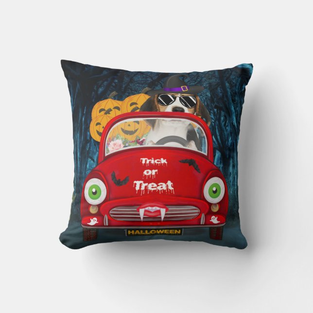 Beagle Dog Driving Car Scary Cushion (Front)