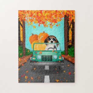 Beagle Dog Fall Pumpkin Jigsaw Puzzle