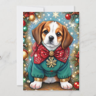 Beagle Dog Festive Christmas Sweater  Holiday Card