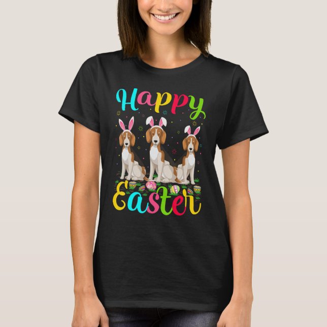 Beagle Dog   Funny Easter Egg Bunny Beagle Happy E T-Shirt (Front)