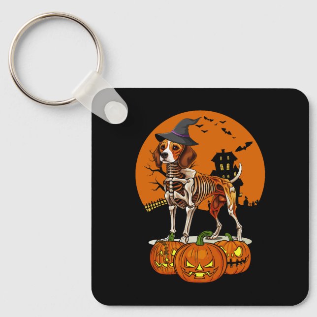 Beagle Dog Halloween Key Ring (Front)