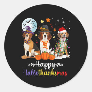 Beagle Dog Halloween Merry Christmas Happy Halloth Classic Round Sticker