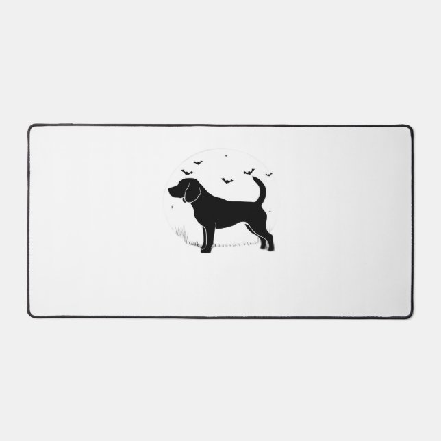 Beagle Dog – Halloween Moon Silhouette Oversized T Desk Mat (Front)