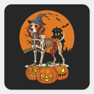 Beagle Dog Halloween Square Sticker
